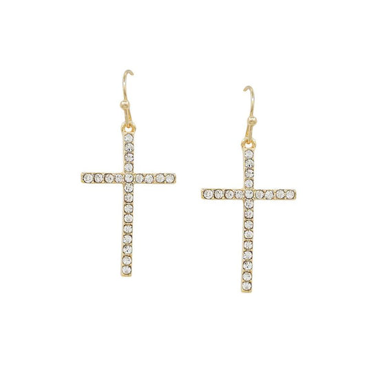 Rhinestones Cross Earrings