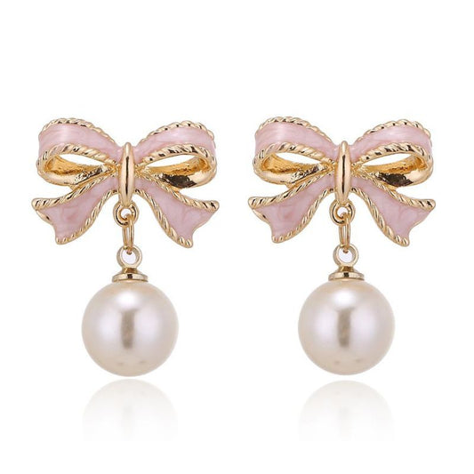 Bow Tie Pearl Earrings