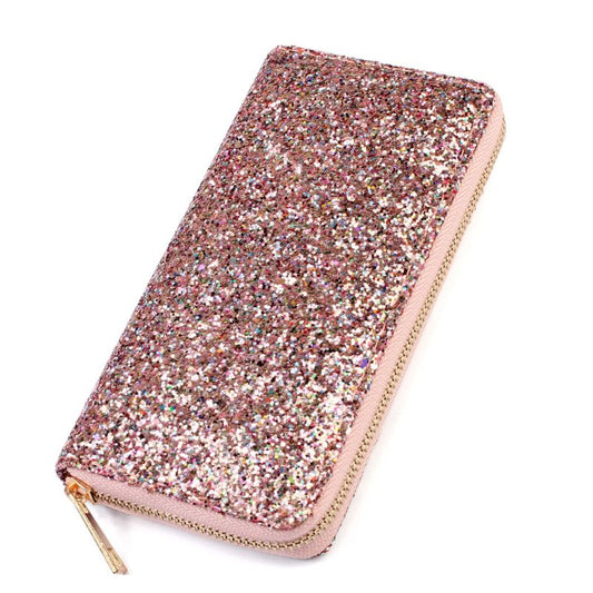 Pink Glitter Wallet With Zipper