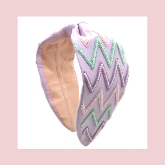 Pastel Colors Seed Bead Zig Zag Headband