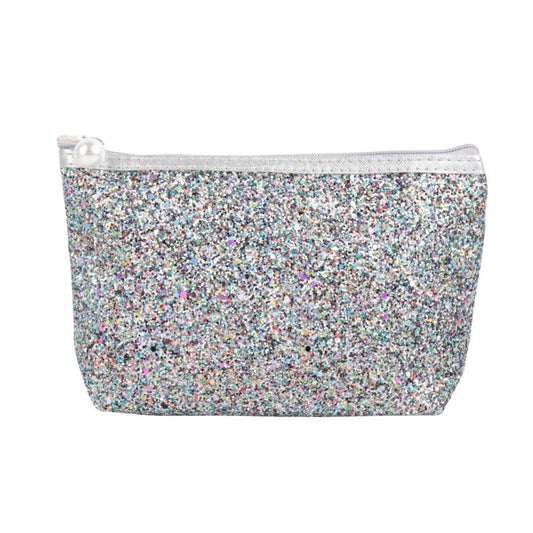 Glitter Cosmetic Pouch (Silver Color)