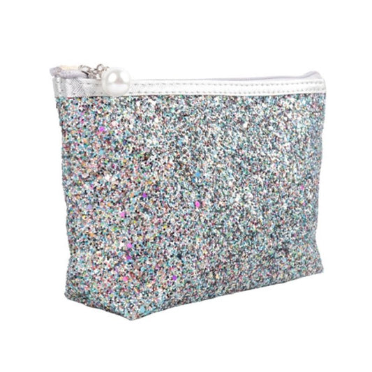 Glitter Cosmetic Pouch (Silver Color)