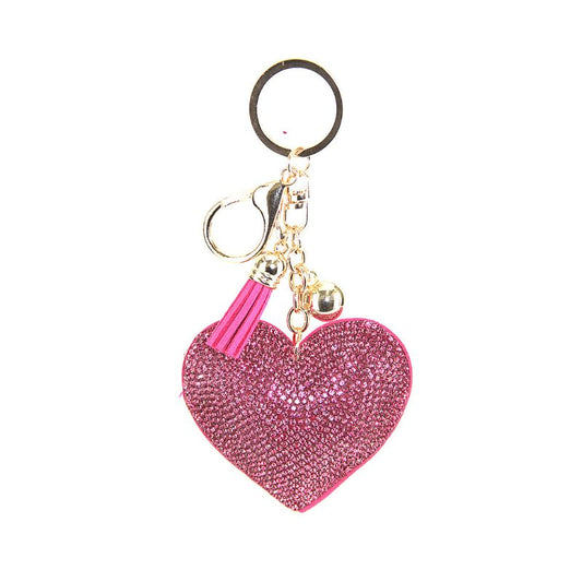 Rhinestone Heart Keychain