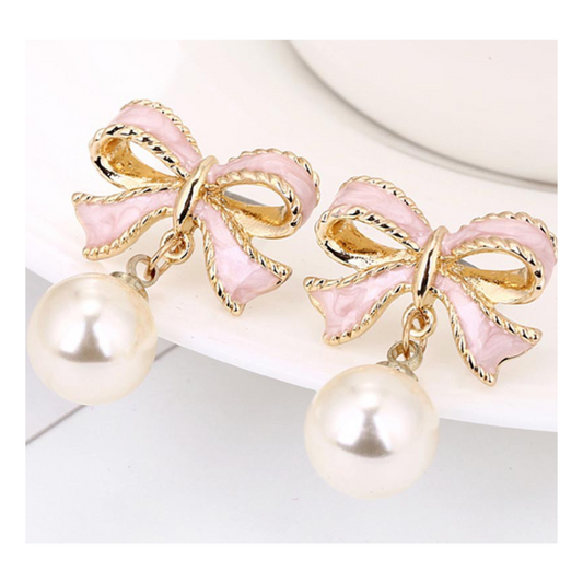 Bow Tie Pearl Earrings