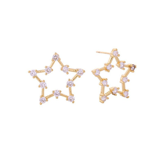 14k Gold Dipped Star Earring With Rhinestones